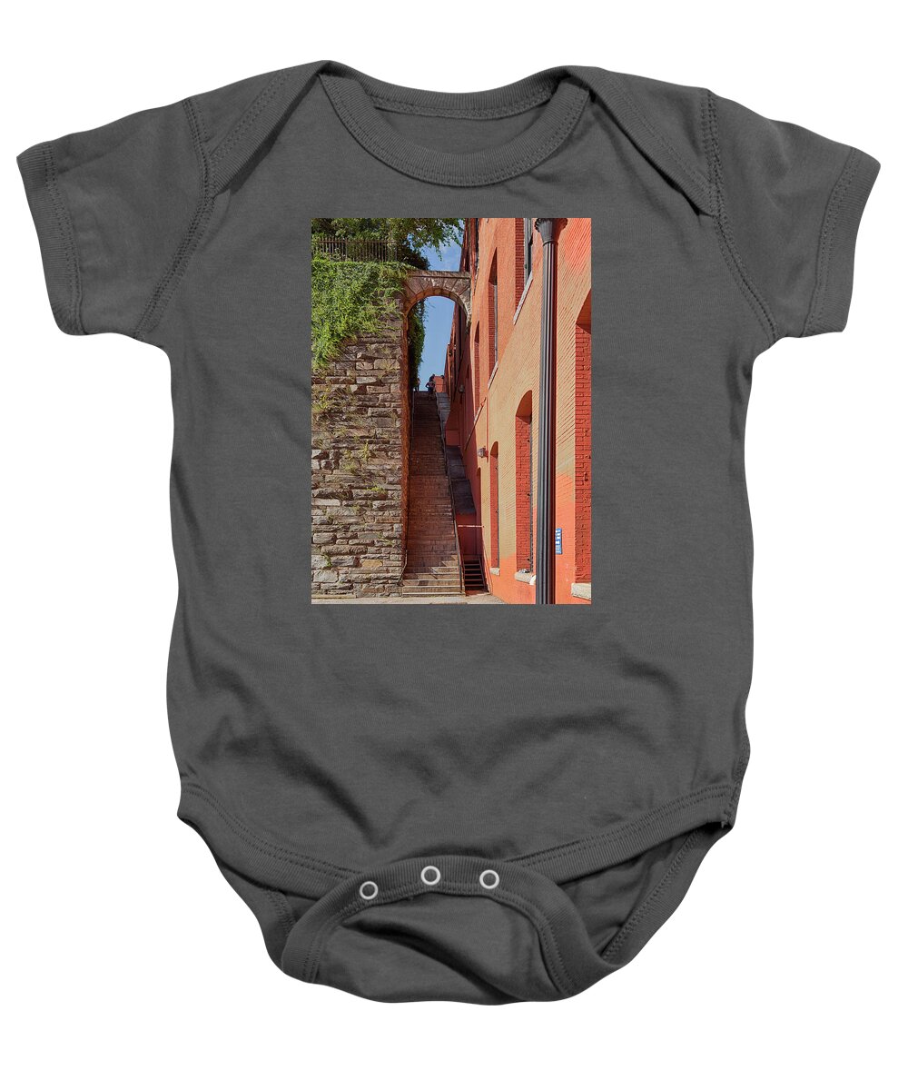 Exorcist Baby Onesie featuring the photograph Exorcist steps in Georgetown Washington DC #1 by Steven Heap