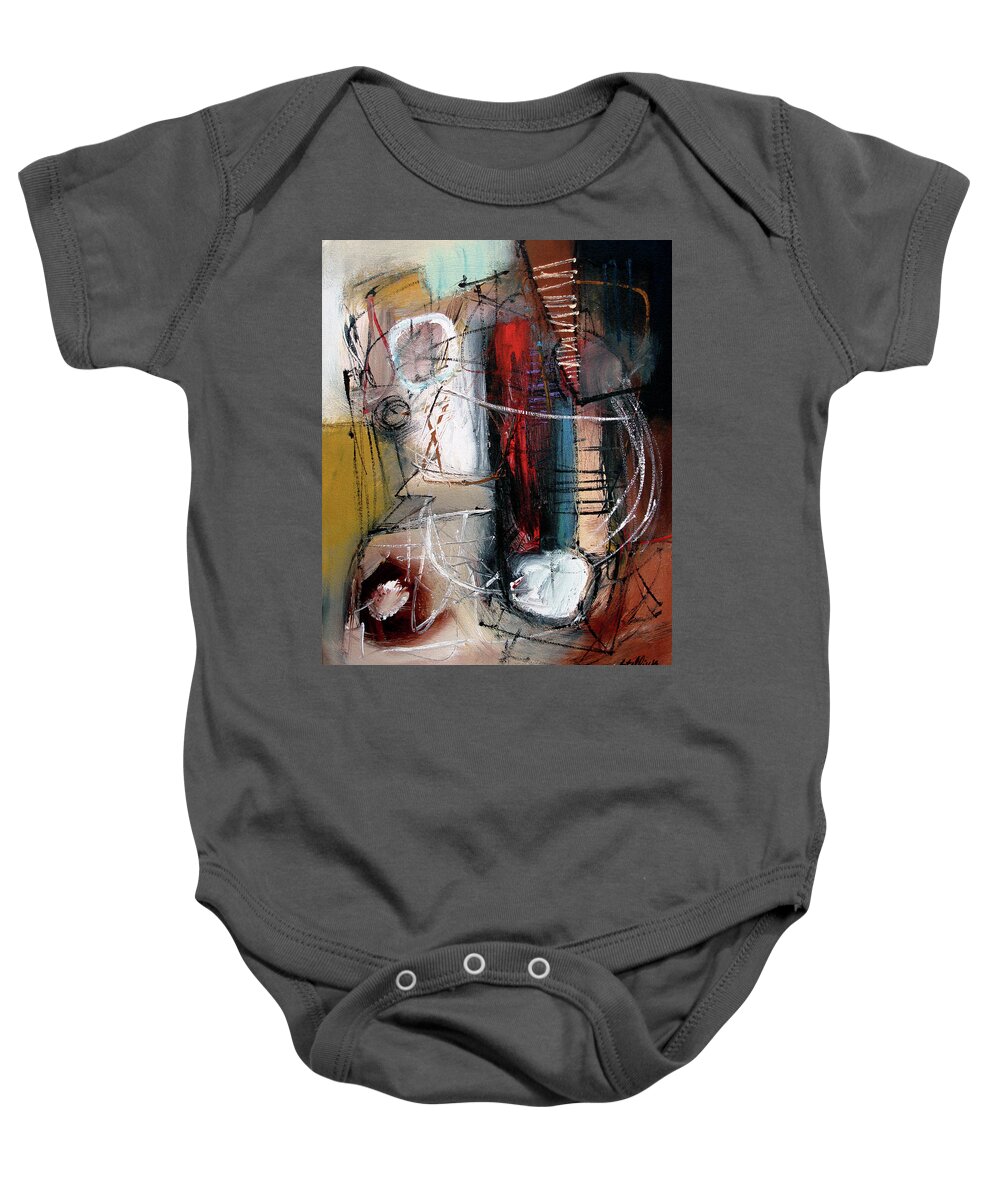 Abstract Baby Onesie featuring the painting Fast Play #1 by Jim Stallings