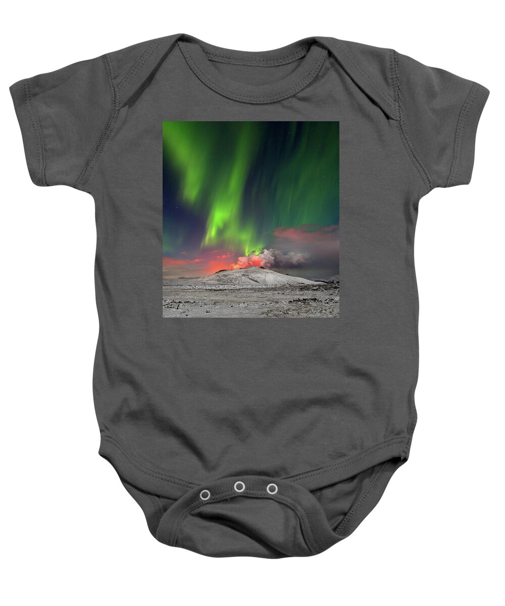 Iceland Baby Onesie featuring the photograph Fire and light #2 by Christopher Mathews