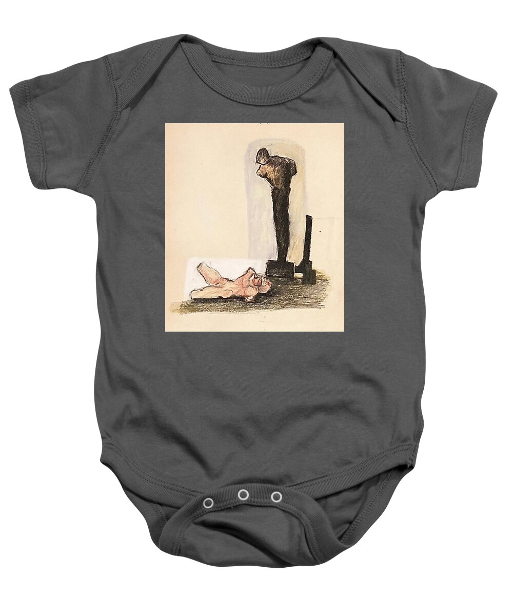 Silhouette Baby Onesie featuring the drawing Guilt by David Euler