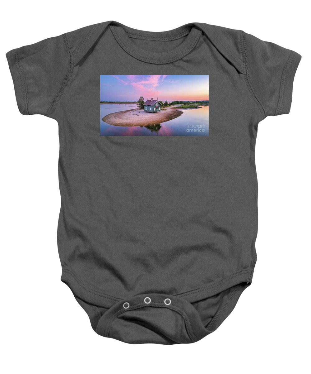 Cottage Baby Onesie featuring the photograph Harbor Cottage at Daybreak #1 by Sean Mills