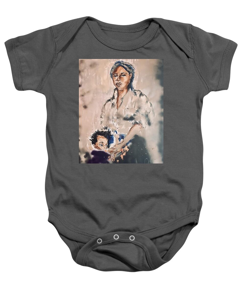  Baby Onesie featuring the painting Hidden no More by Angie ONeal