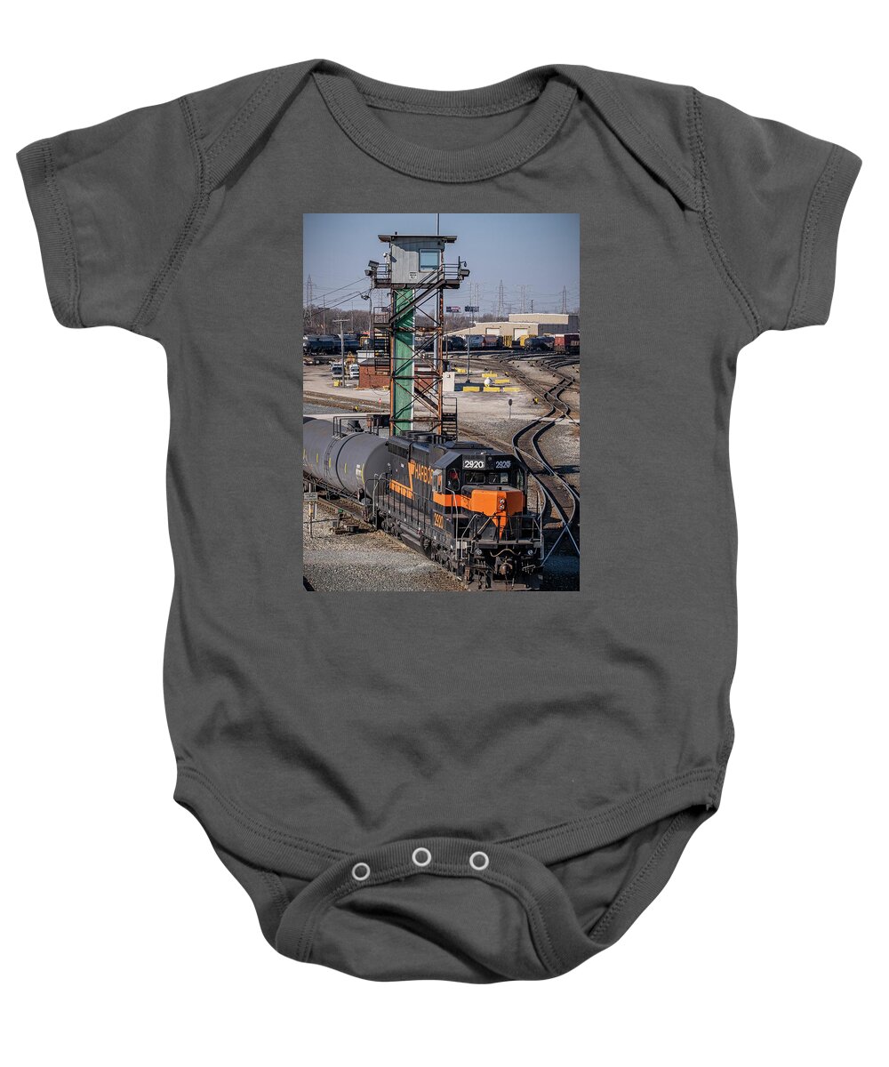 Railroad Baby Onesie featuring the photograph Indiana Harbor Belt 2920 at Riverdale IL #1 by Jim Pearson