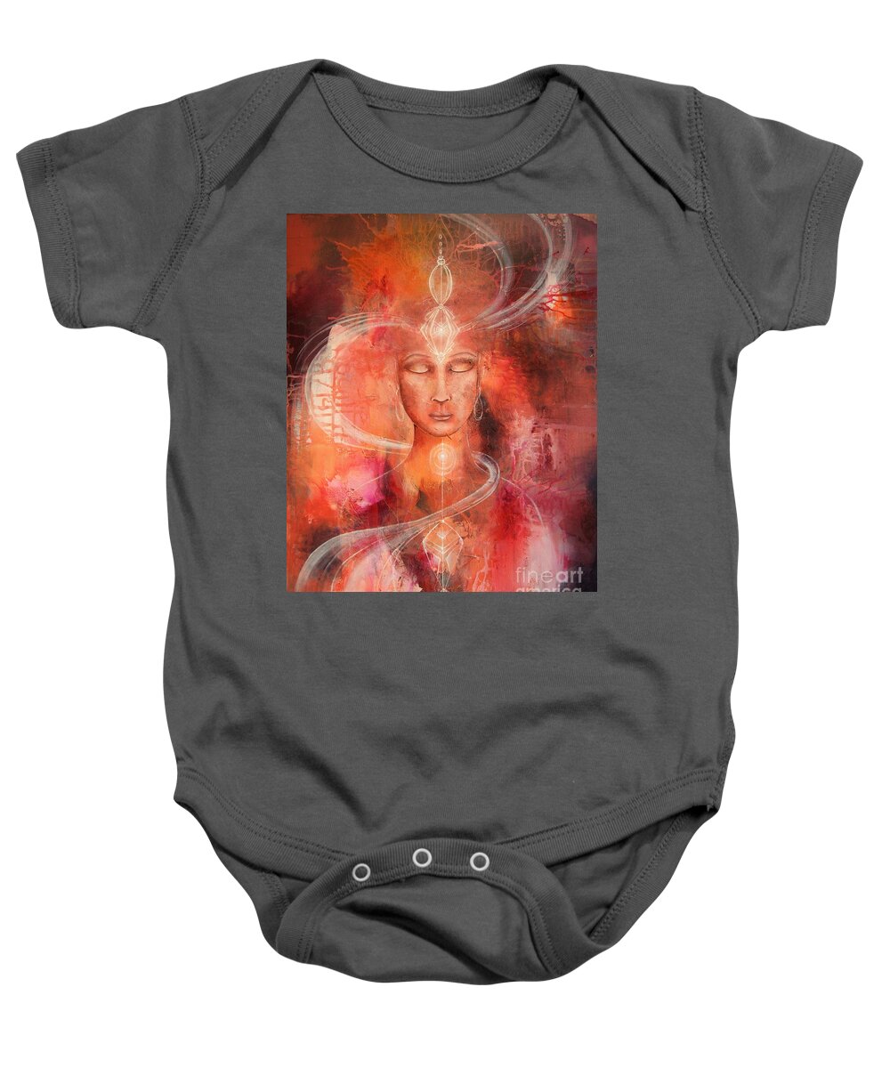 Meditation Baby Onesie featuring the painting Meditation 8 by Reina Cottier