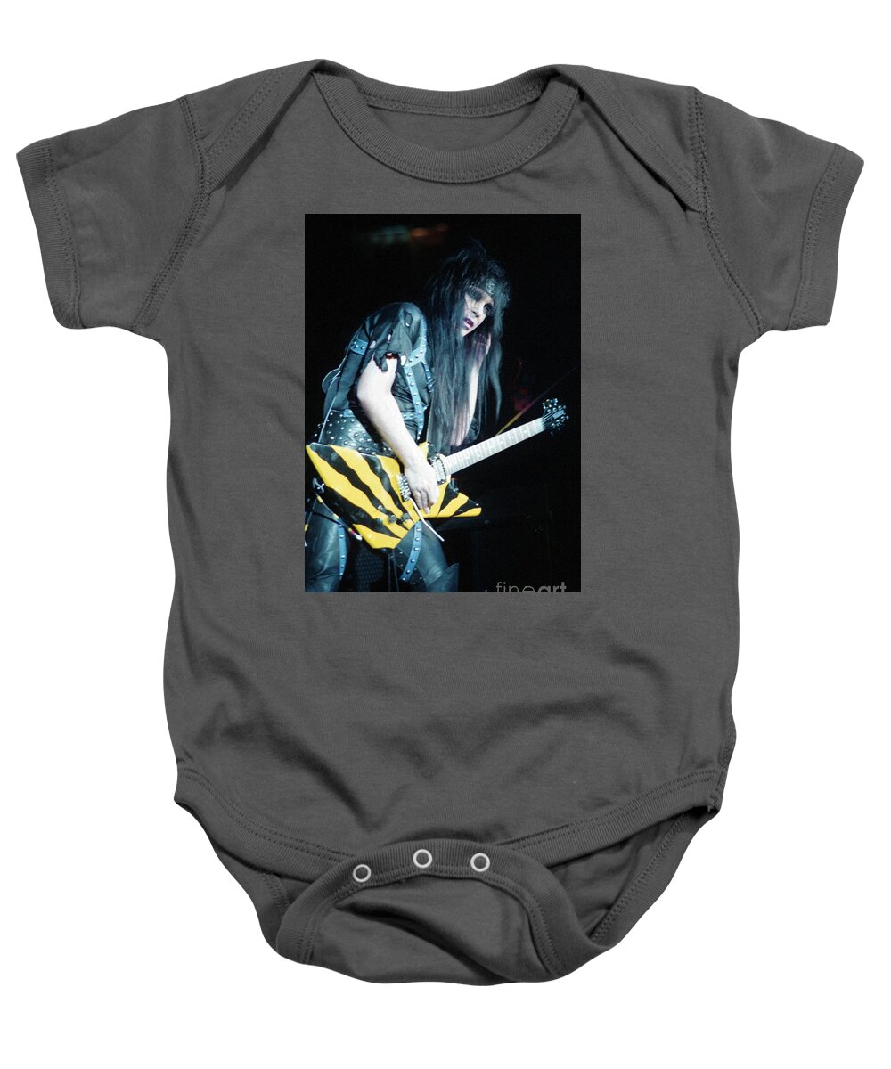 Motley Crue Mick Mars Baby Onesie featuring the photograph Motley Crue #1 by Bill O'Leary