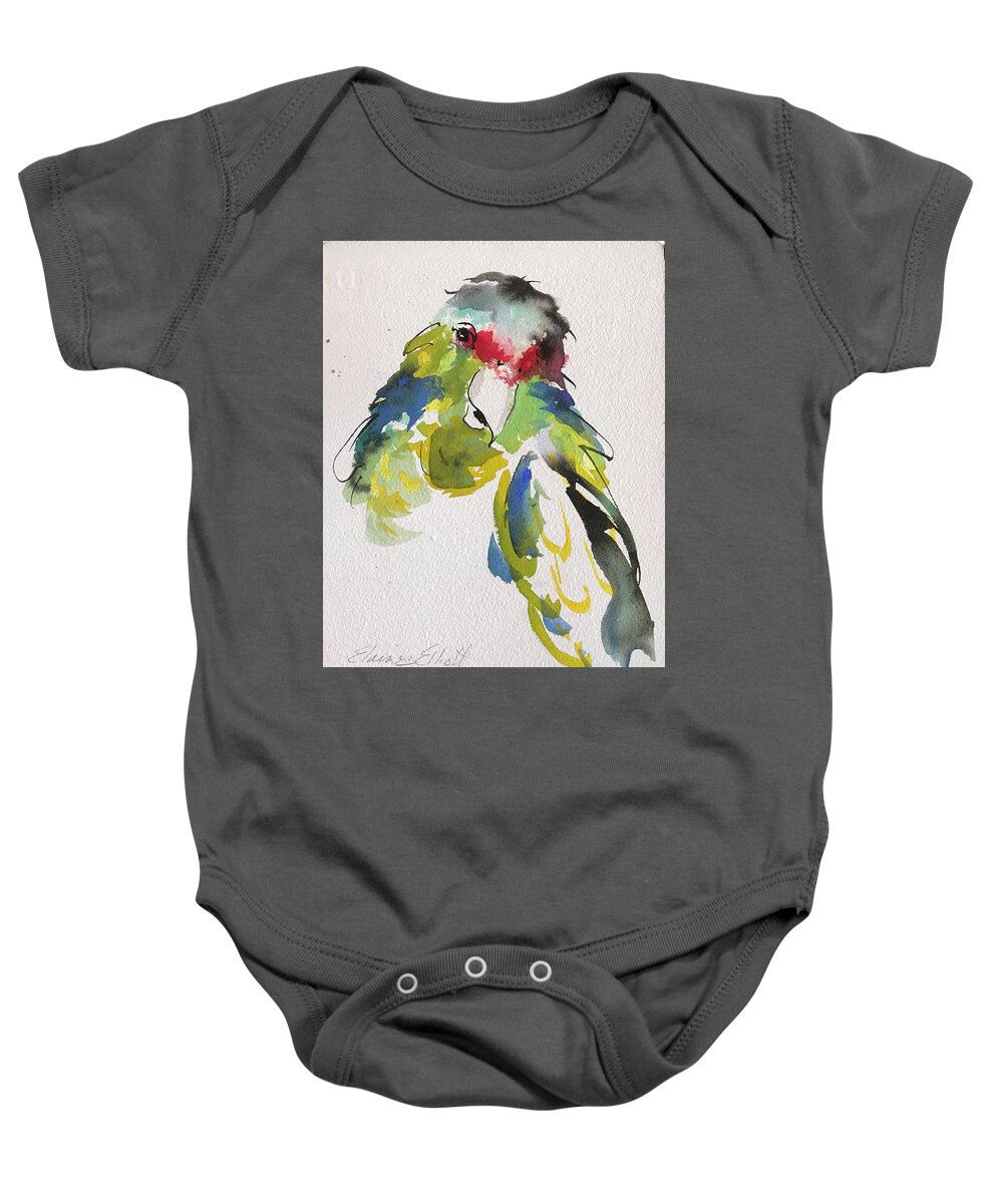 Tropical Birds Baby Onesie featuring the painting Parrot Portrait by Elaine Elliott