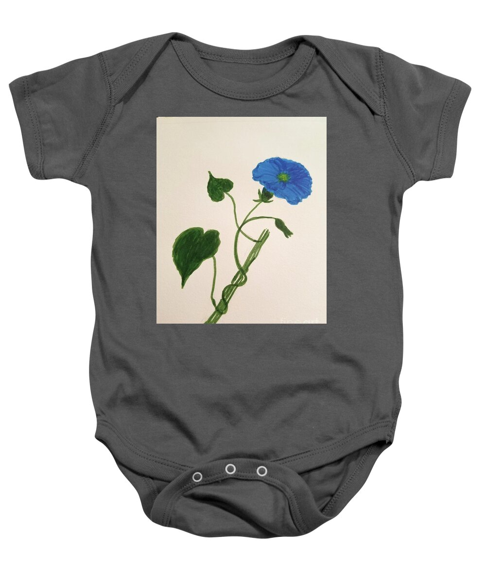 Wanting To Spend Time With Someone Who Is Soothing And Peaceful Baby Onesie featuring the painting Petunia #1 by Margaret Welsh Willowsilk