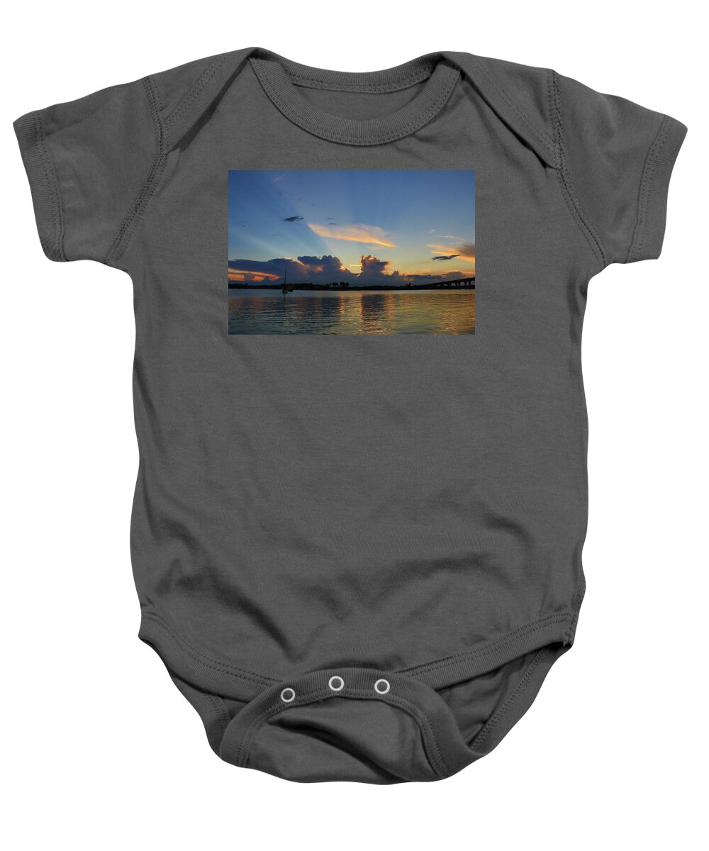 Sunset Baby Onesie featuring the photograph Riverside Sunset #1 by Les Greenwood