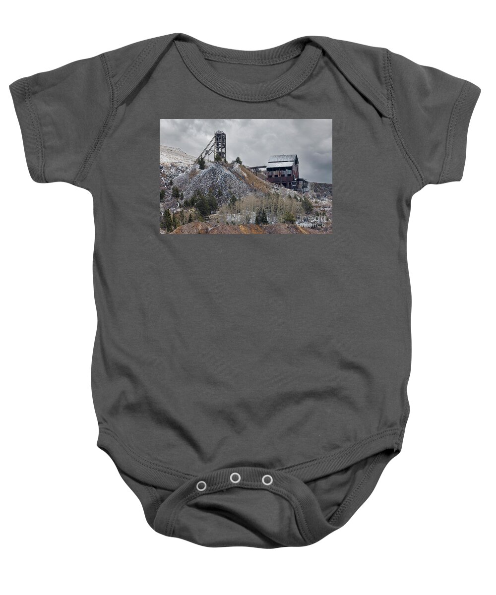 Cripple Creek Baby Onesie featuring the photograph Snowy Mines #2 by Steven Krull