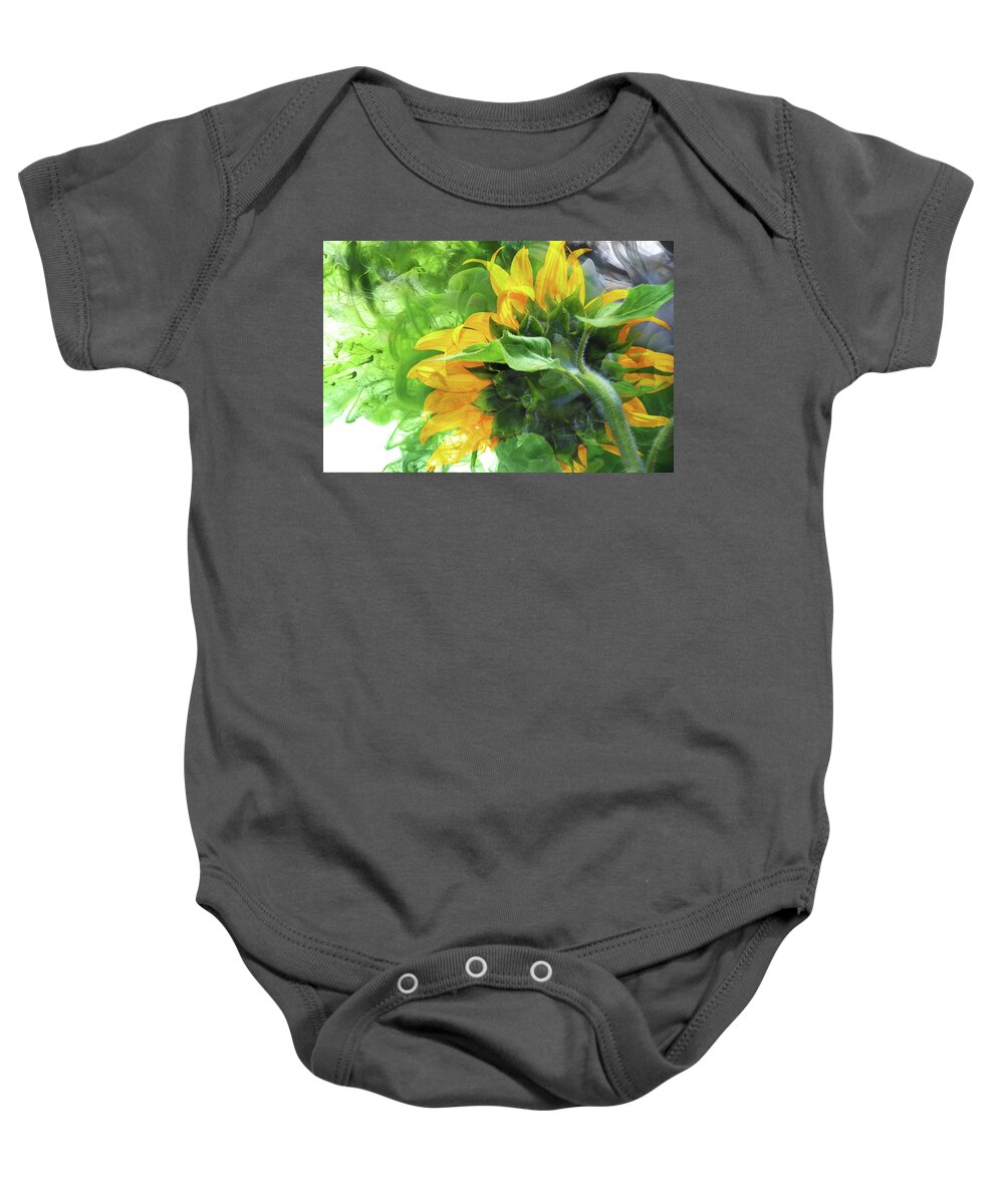 Sunflower Baby Onesie featuring the digital art Sunflower Explosion #1 by Elaine Berger