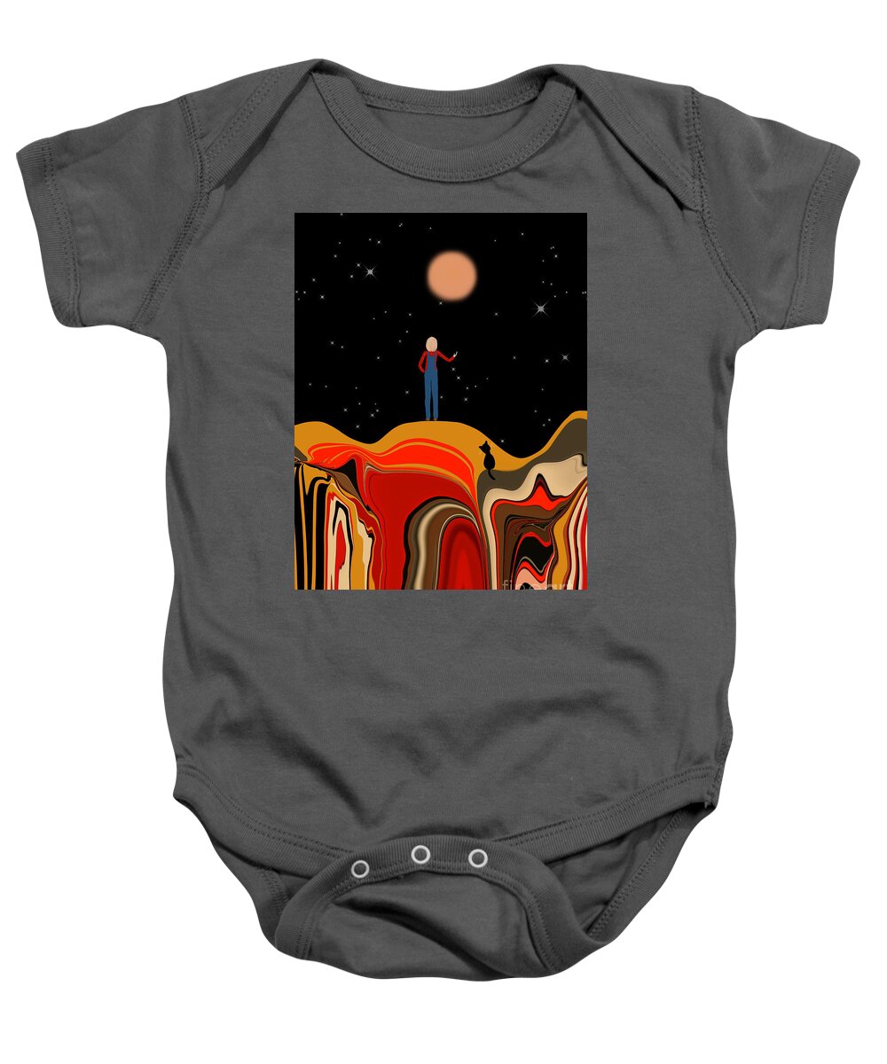 Girl Baby Onesie featuring the digital art Talking to the moon by Elaine Hayward