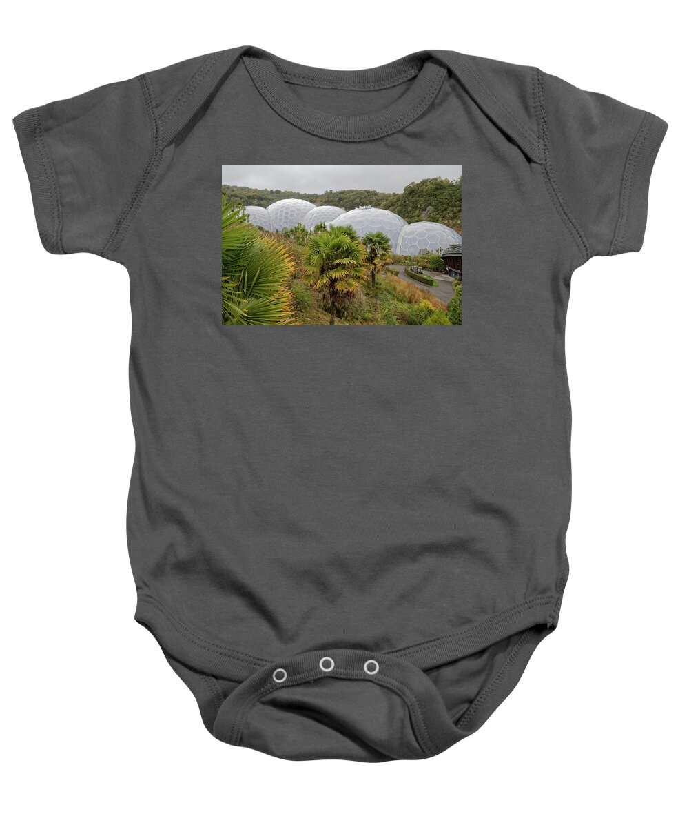Cornwall Baby Onesie featuring the photograph The Eden Project #1 by Shirley Mitchell
