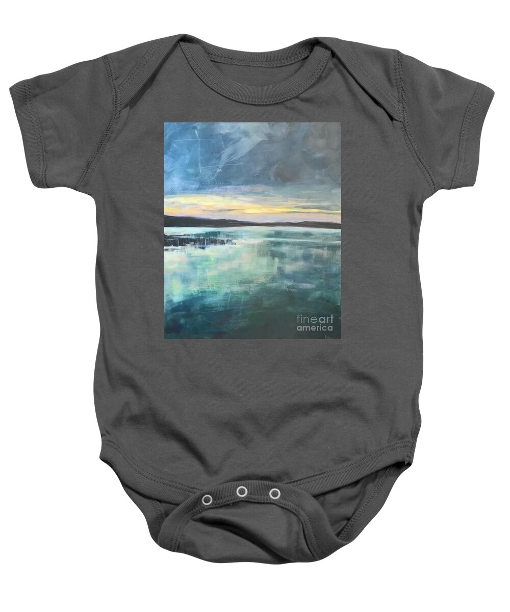 Northern Michigan Baby Onesie featuring the painting Tranquility #1 by Lisa Dionne