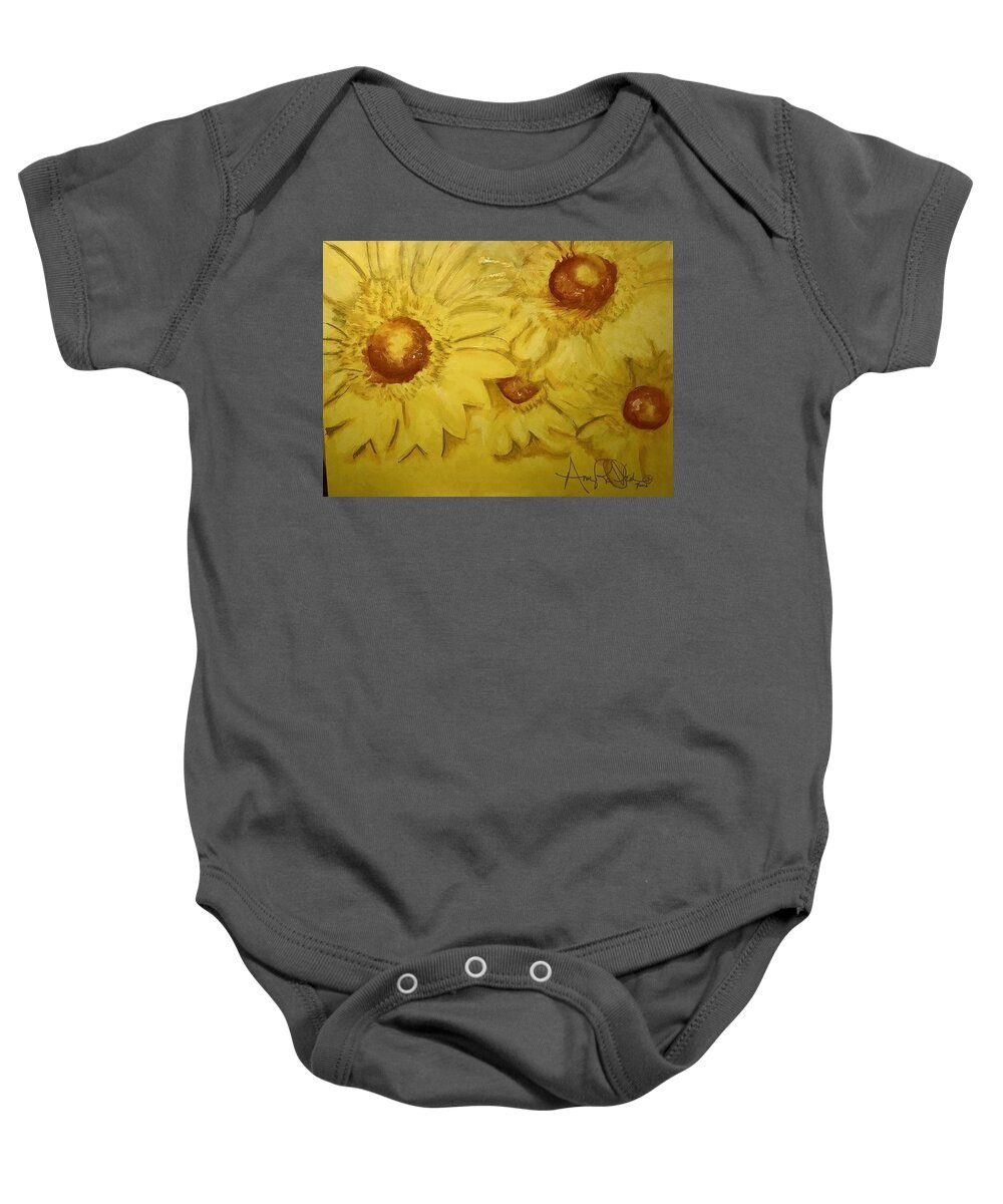  Baby Onesie featuring the painting Yellow by Angie ONeal
