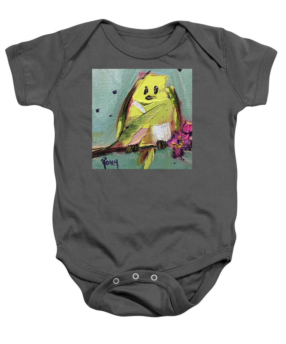 Warbler Baby Onesie featuring the painting Yellow Warbler #1 by Roxy Rich
