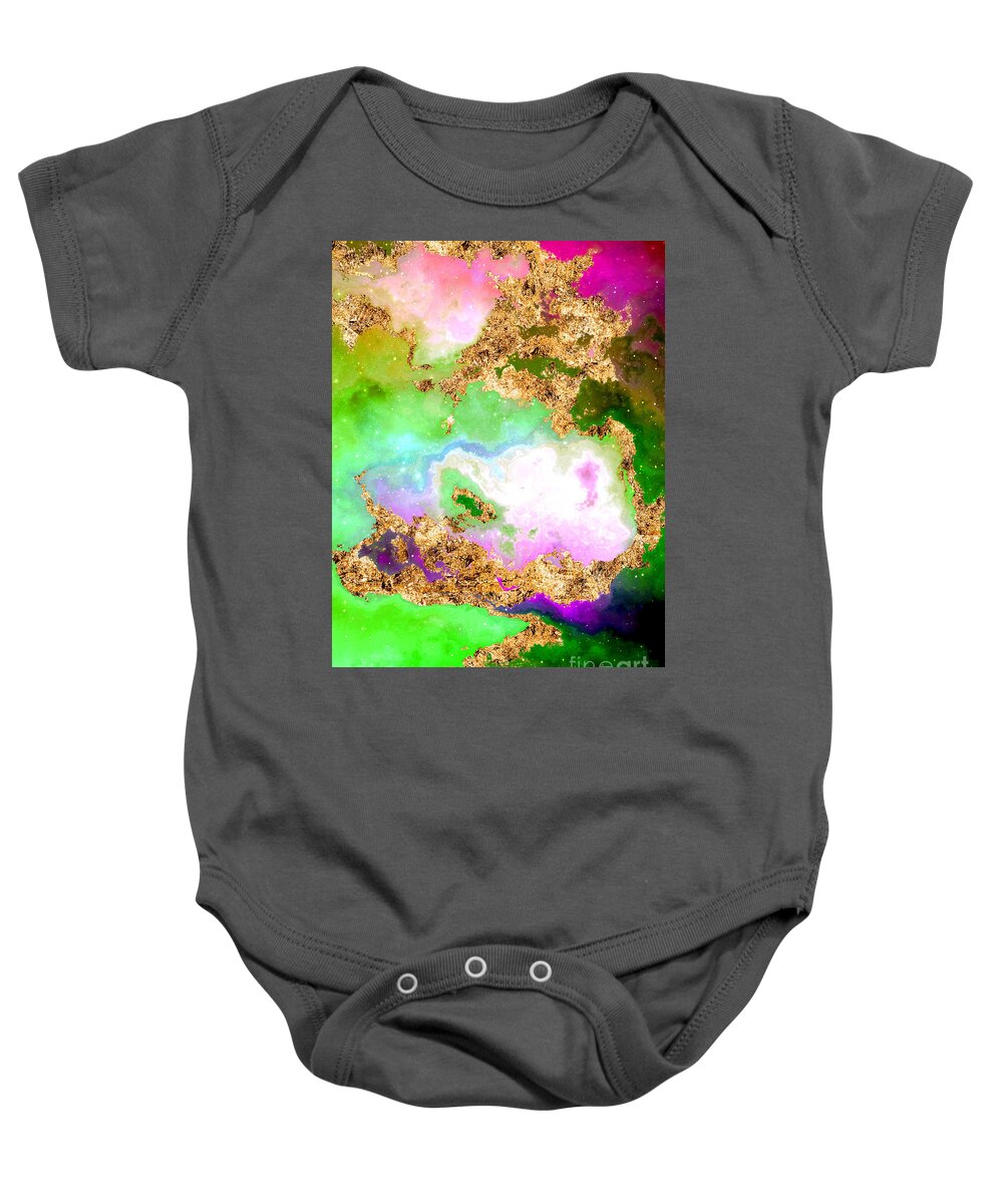 Holyrockarts Baby Onesie featuring the mixed media 100 Starry Nebulas in Space Abstract Digital Painting 010 by Holy Rock Design