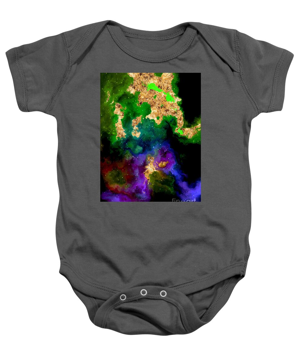 Holyrockarts Baby Onesie featuring the mixed media 100 Starry Nebulas in Space Abstract Digital Painting 037 by Holy Rock Design