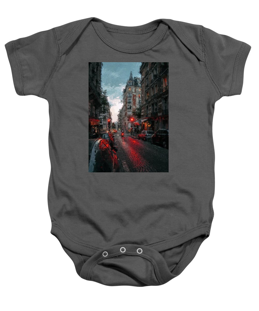 City Baby Onesie featuring the digital art Paris is Forever #111 by TintoDesigns