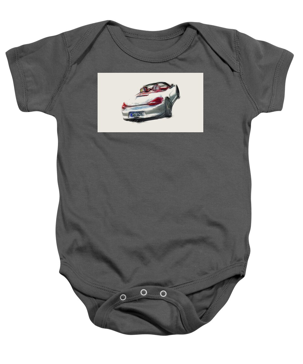 Porsche Baby Onesie featuring the digital art Porsche Boxster S Car Drawing #15 by CarsToon Concept
