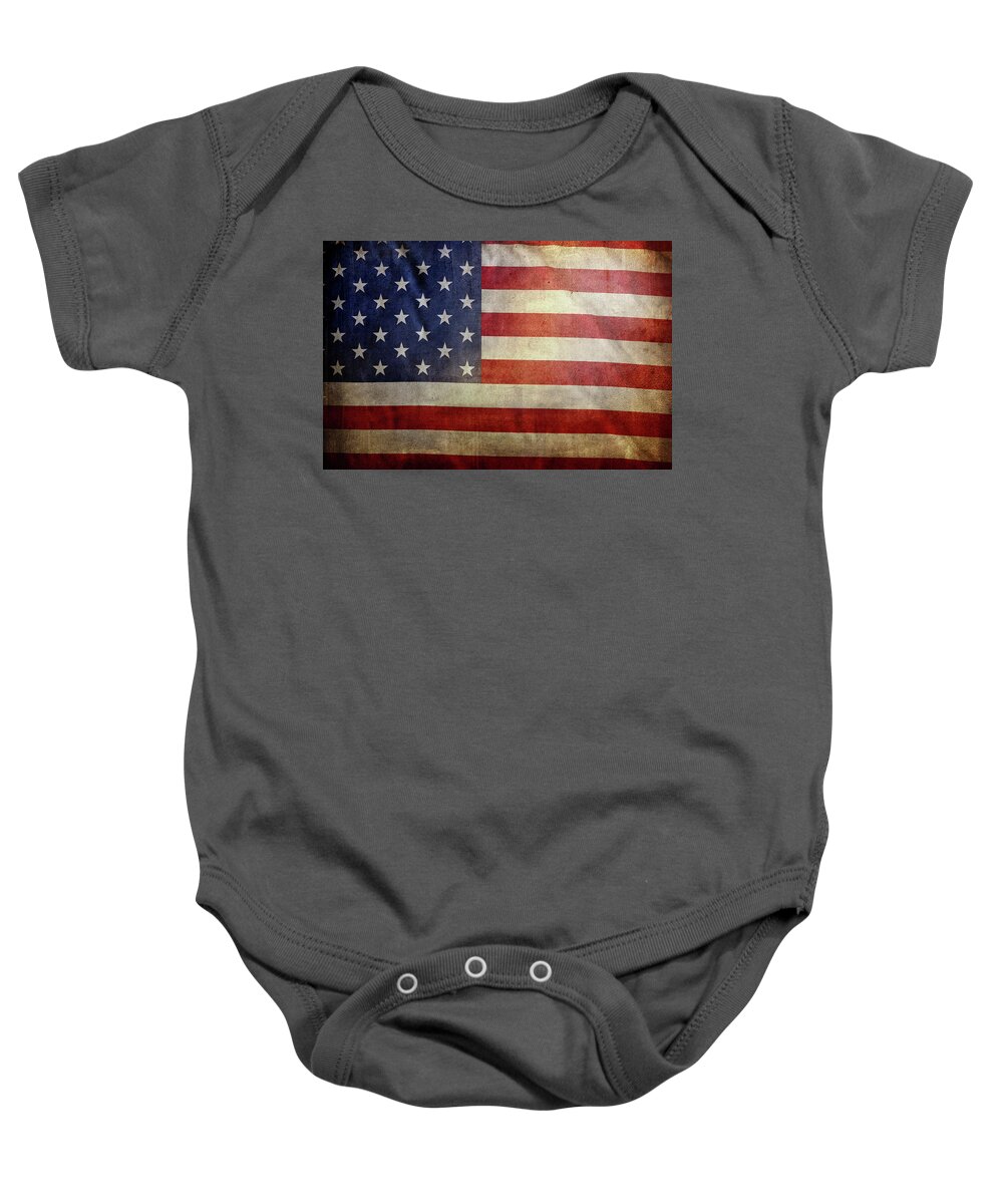 American Flag Baby Onesie featuring the photograph Grunge American flag #16 by Les Cunliffe