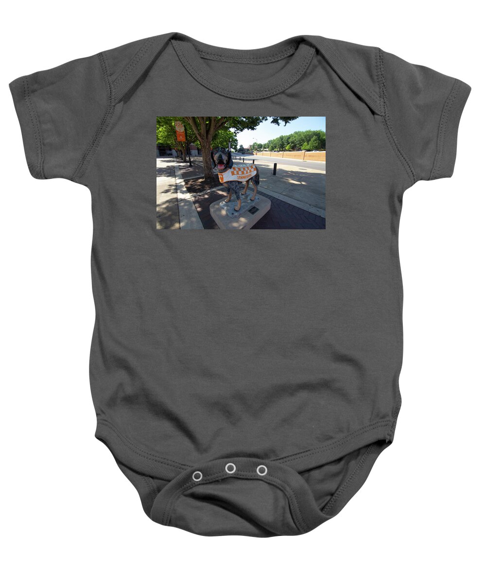 Tennessee Vols Baby Onesie featuring the photograph University of Tennesse Smokey Statue #1 by Eldon McGraw