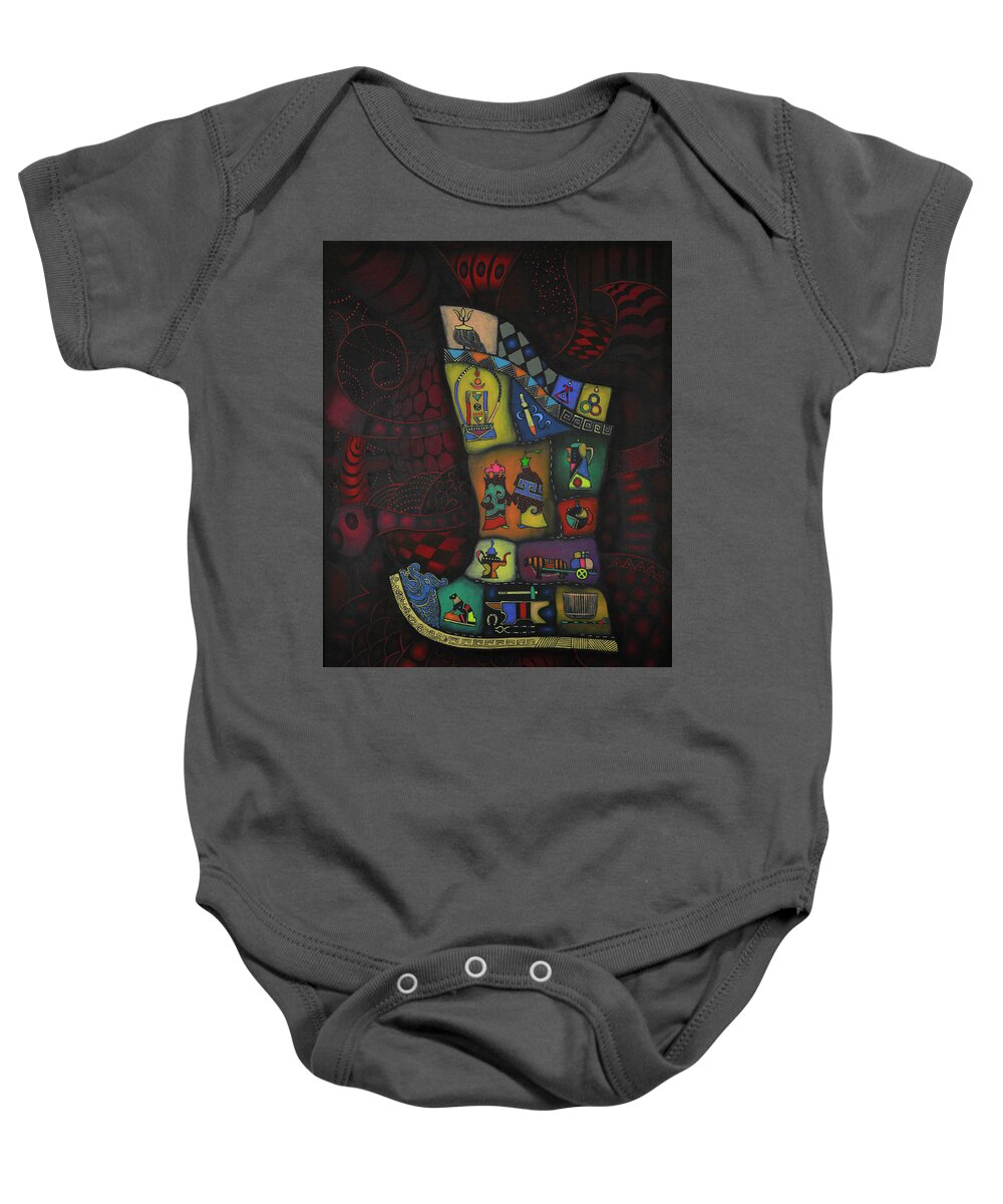 Oil On Canvas Baby Onesie featuring the painting Nuudel part3 by Oilan Janatkhaan