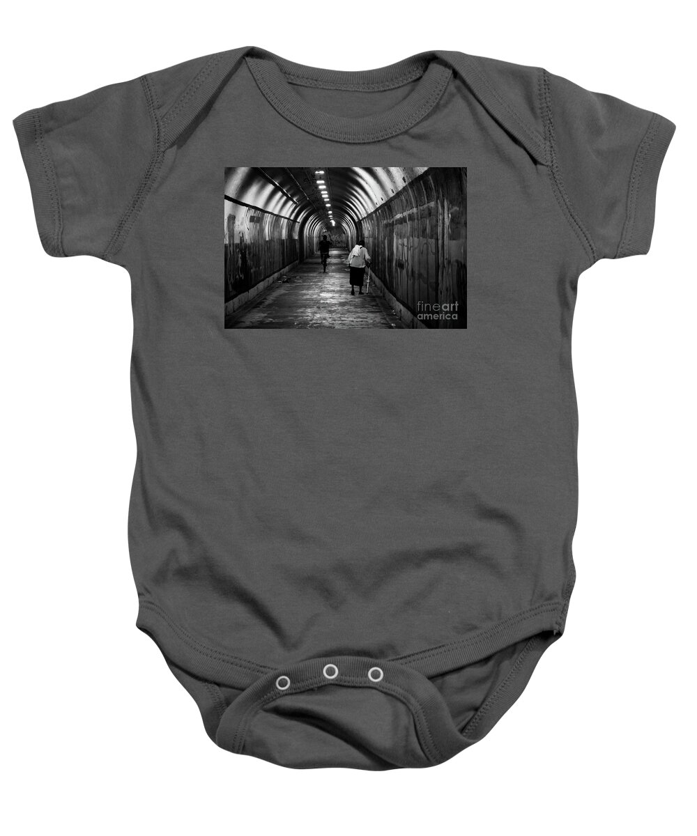Subway Baby Onesie featuring the photograph 191st Street Tunnel by Cole Thompson
