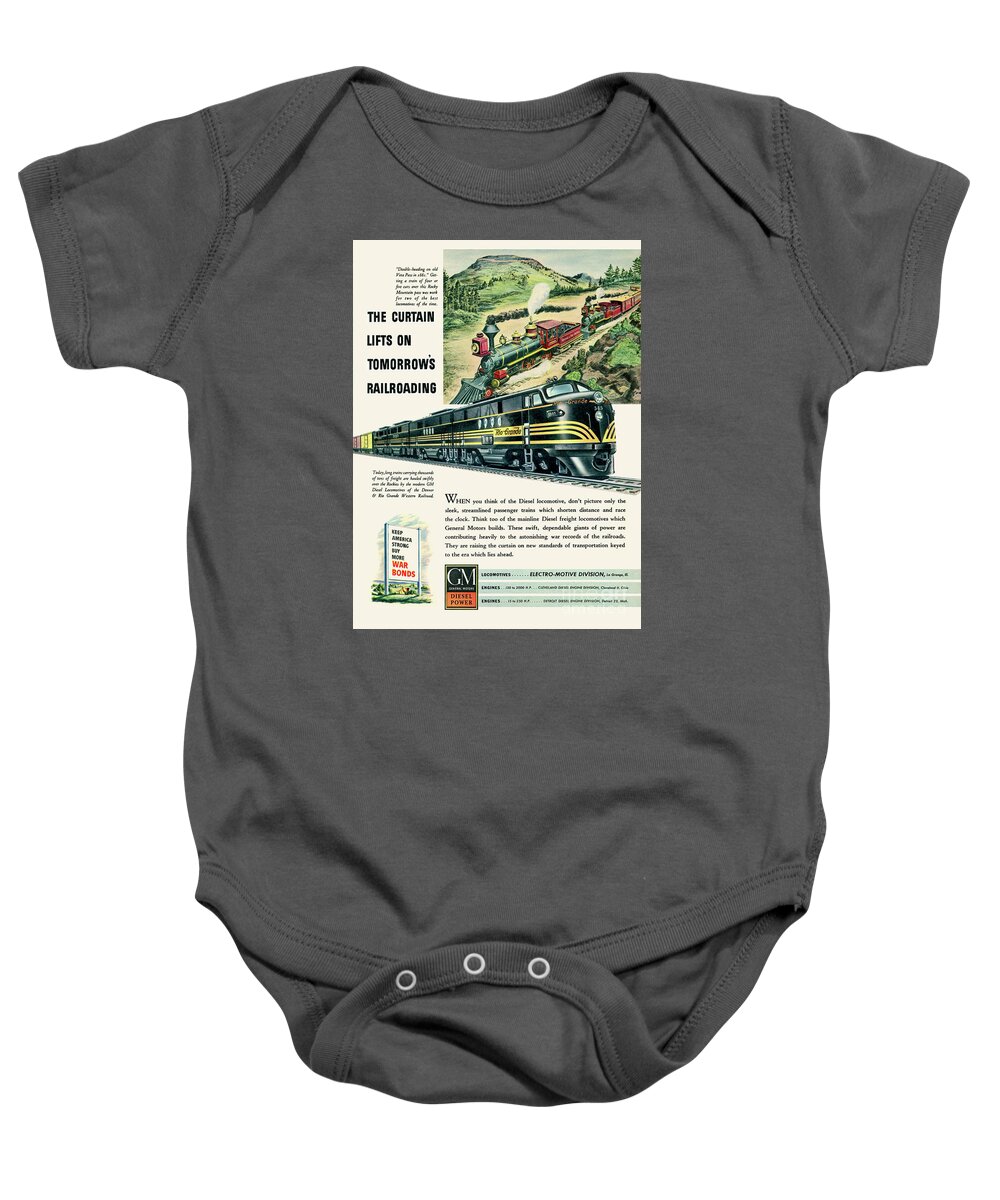 1944 Baby Onesie featuring the photograph 1944 GM Rio Grand RR Ad by Ron Long