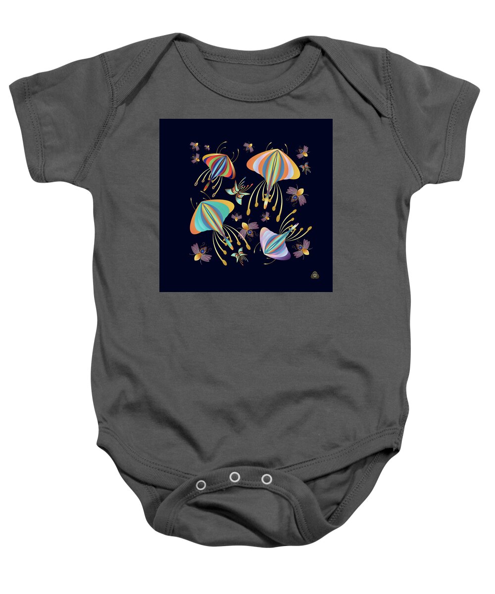 Abstract Mandala Design Baby Onesie featuring the digital art Kuklos No 4375 #2 by Alan Bennington
