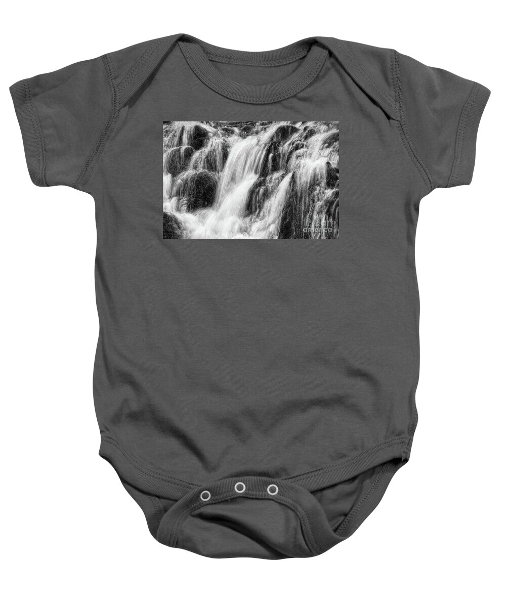 Black And White Baby Onesie featuring the photograph Rushing Water #2 by Phil Perkins