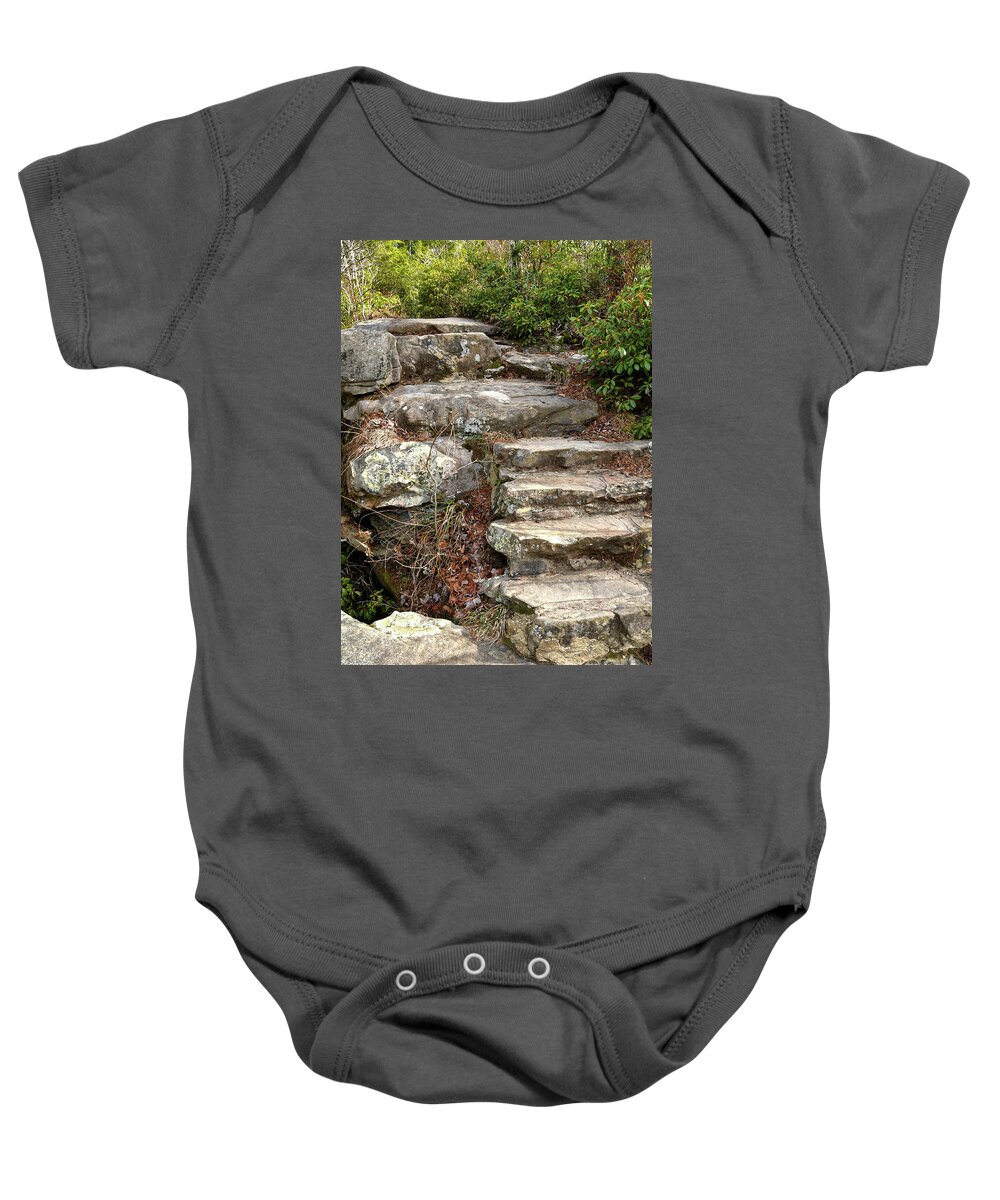 Hike Baby Onesie featuring the photograph Steps Into The Forest by Phil Perkins