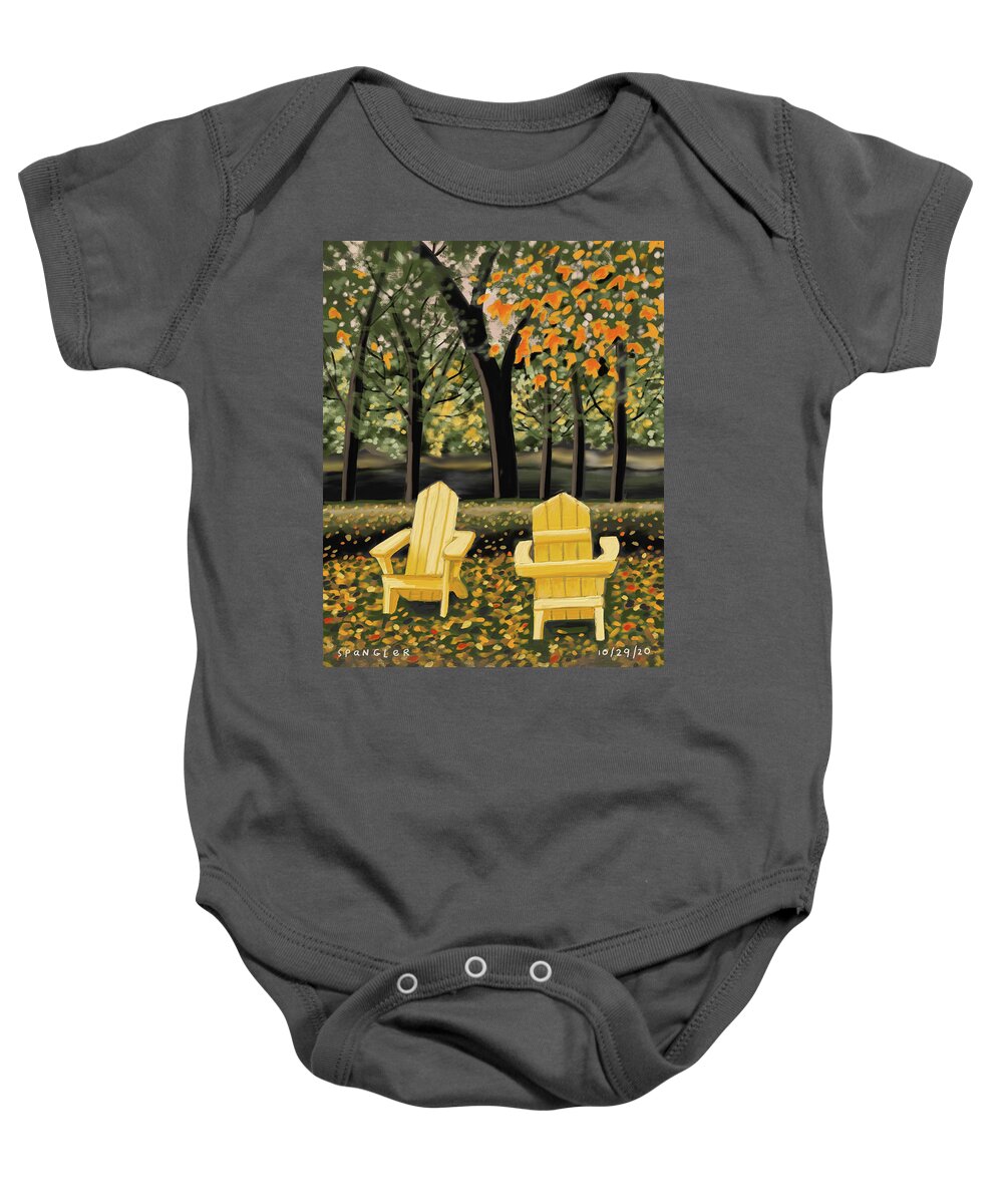 Autumn Baby Onesie featuring the painting 2 Yellow Chairs by Susan Spangler