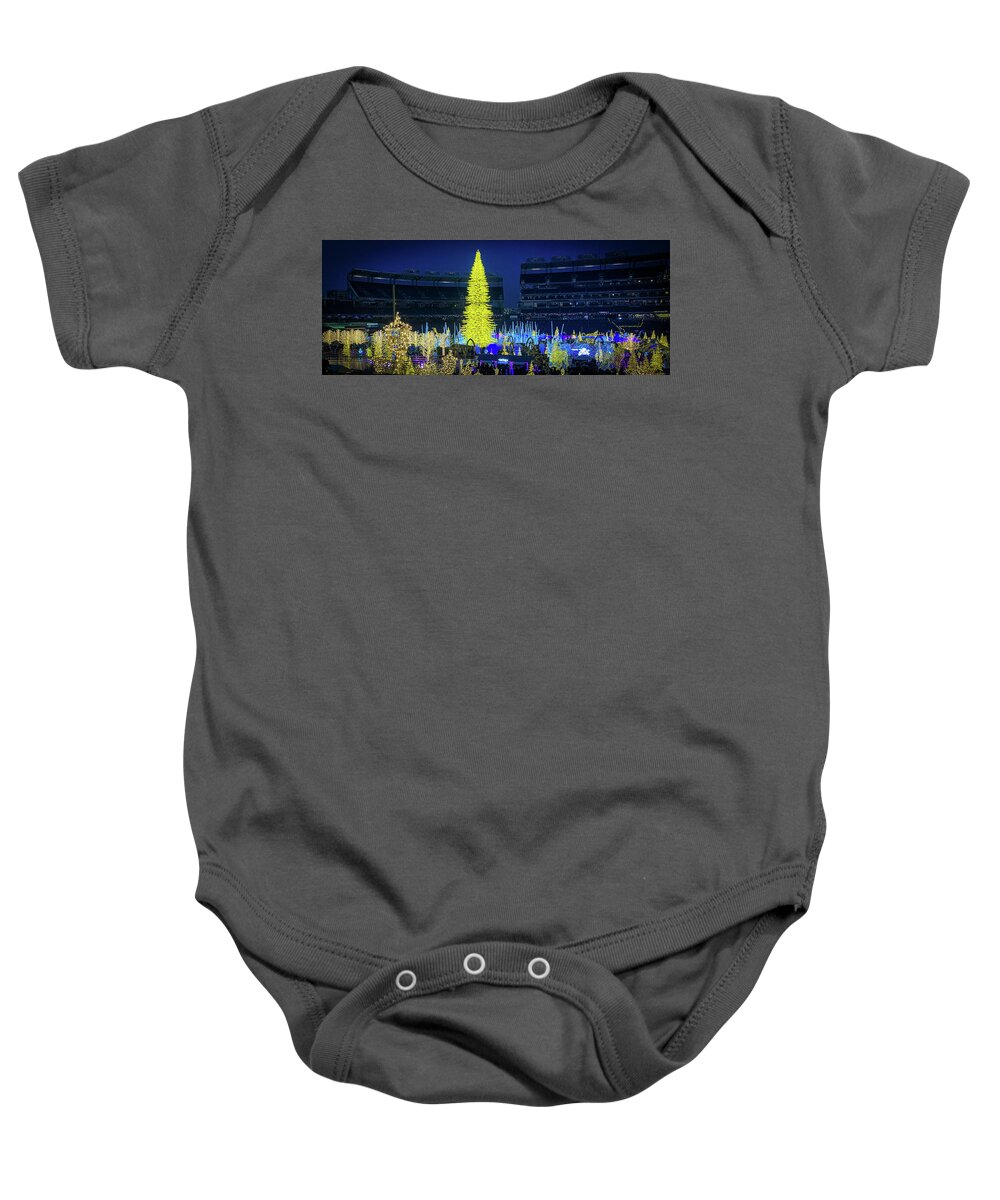 Holiday Lights Baby Onesie featuring the photograph 2019 Enchant - Nationals Park by Lora J Wilson