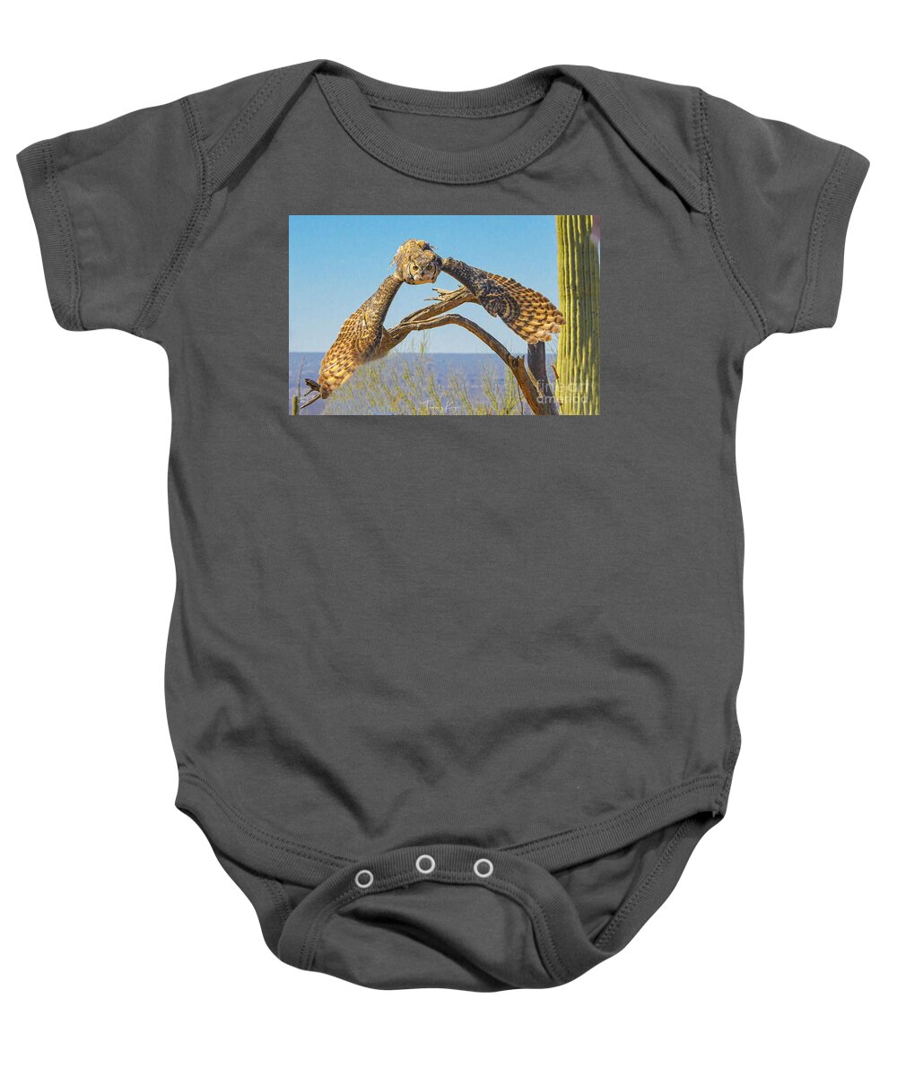 Great Horned Owl Baby Onesie featuring the digital art Great Horned Owl #22 by Tammy Keyes