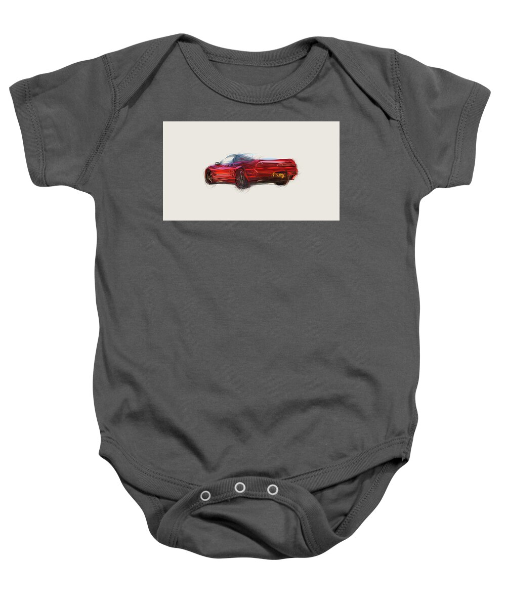 Honda Baby Onesie featuring the digital art Honda NSX Drawing #22 by CarsToon Concept