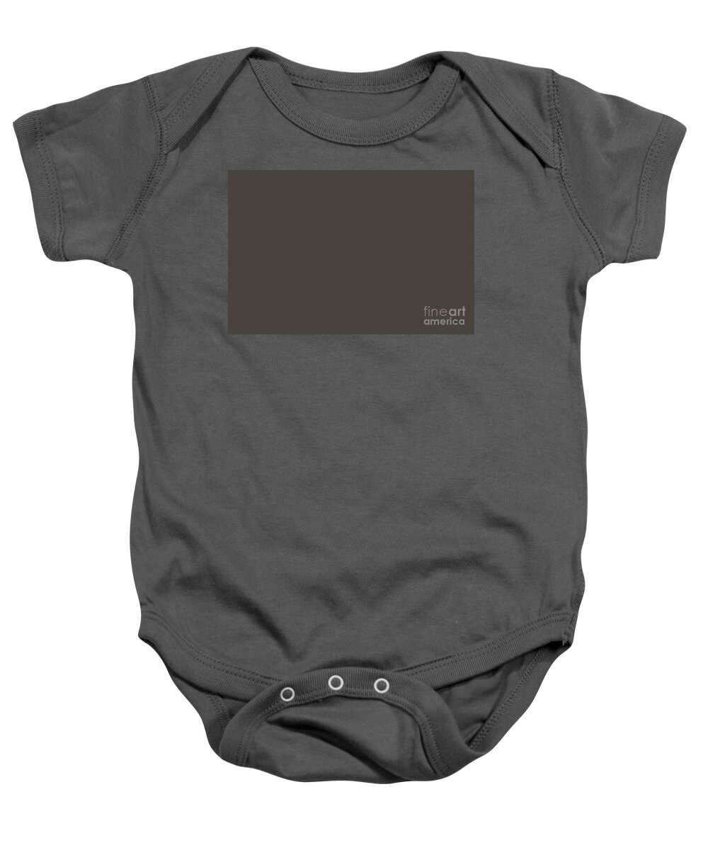 Dark Baby Onesie featuring the digital art Dark Brown Solid Color Pairs Sherwin Williams Sealskin SW 7675 by PIPA Fine Art - Simply Solid