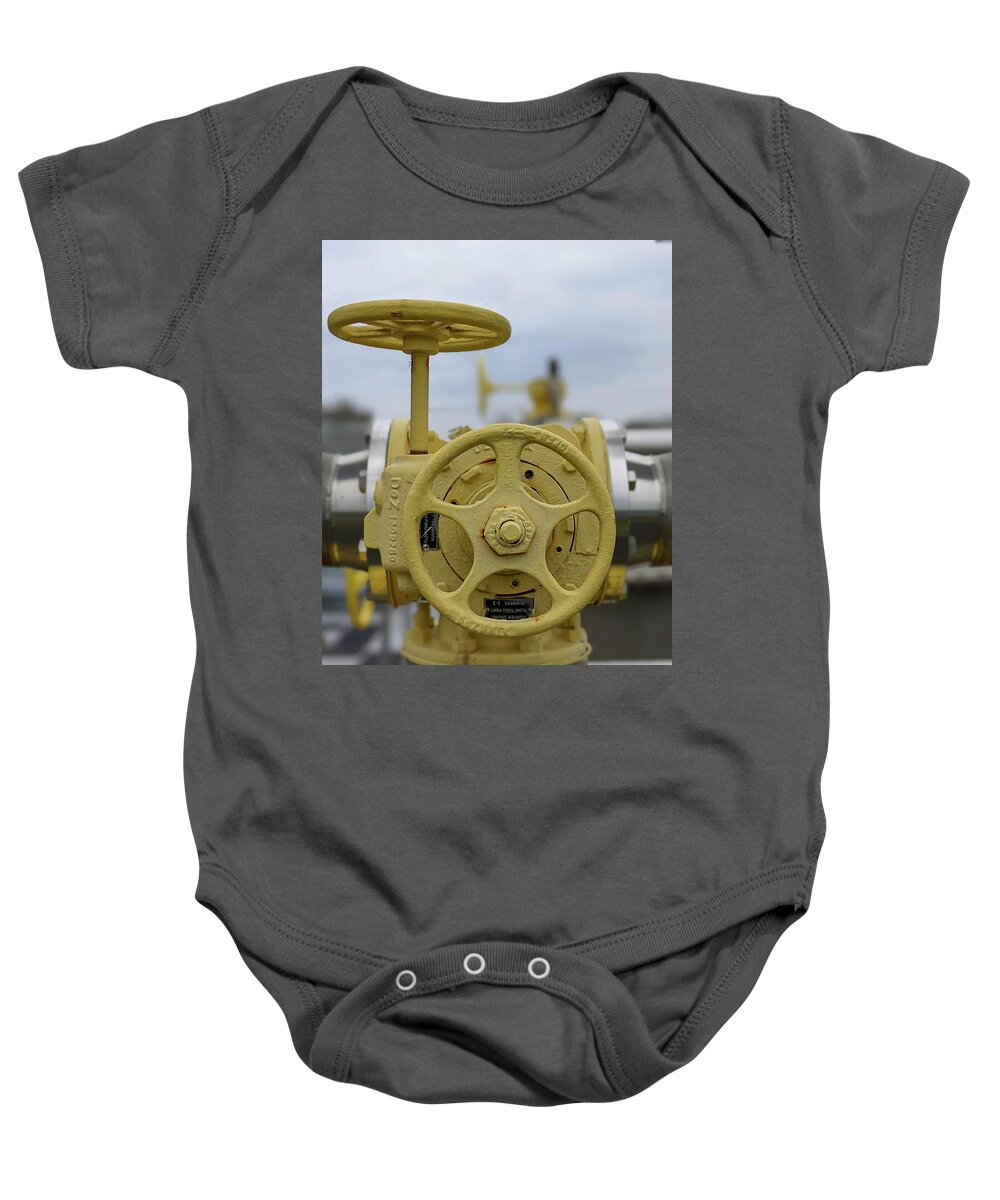 Technology Baby Onesie featuring the photograph Large Water Valve At Waste Water Plant #3 by Alex Grichenko