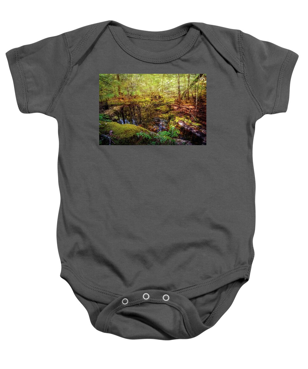 Creek Baby Onesie featuring the photograph Deep in the woods #4 by Lilia S