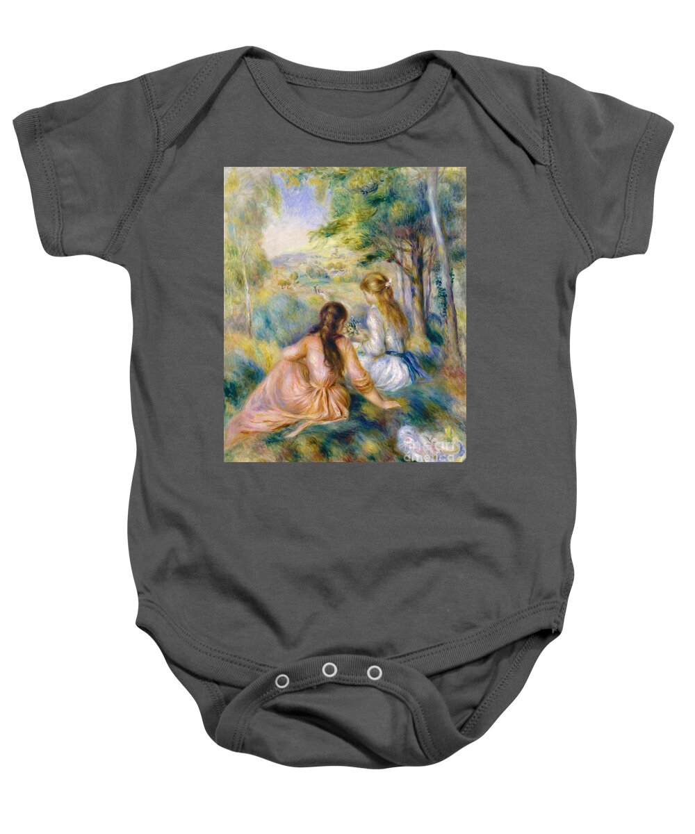 In The Meadow Baby Onesie featuring the painting In the Meadow #4 by Pierre-Auguste Renoir