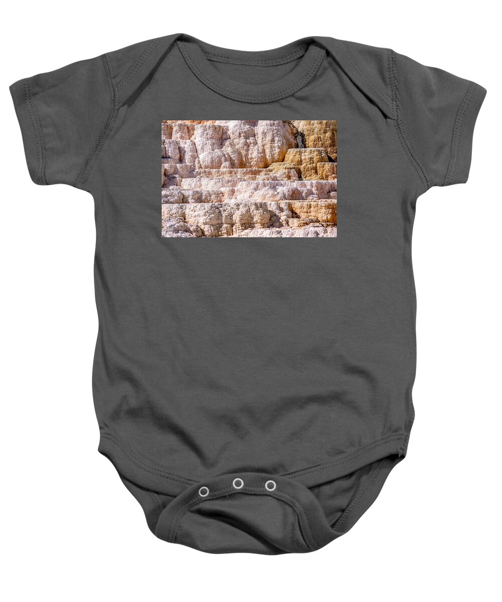  Mountains Baby Onesie featuring the photograph Travertine Terraces, Mammoth Hot Springs, Yellowstone #48 by Alex Grichenko