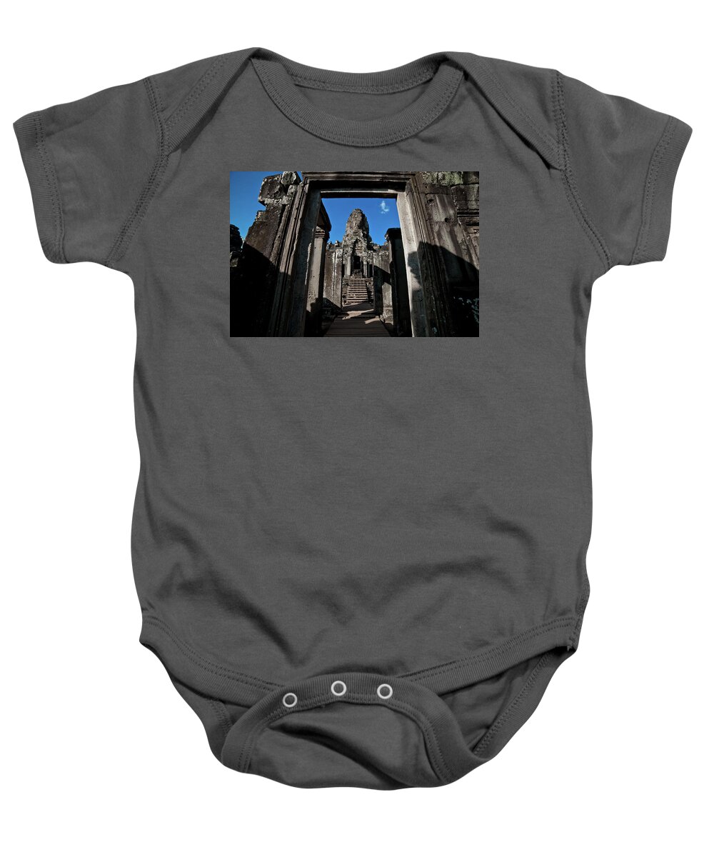 Angkor Baby Onesie featuring the photograph Bayon Temple. Angkor Wat. Cambodia #5 by Lie Yim