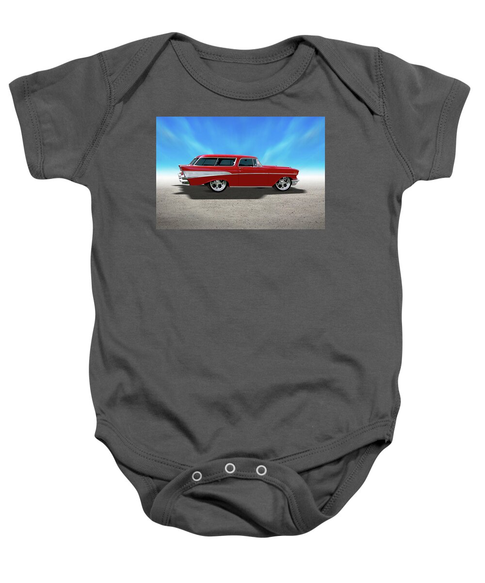 Transportation Baby Onesie featuring the photograph 57 Belair Nomad by Mike McGlothlen