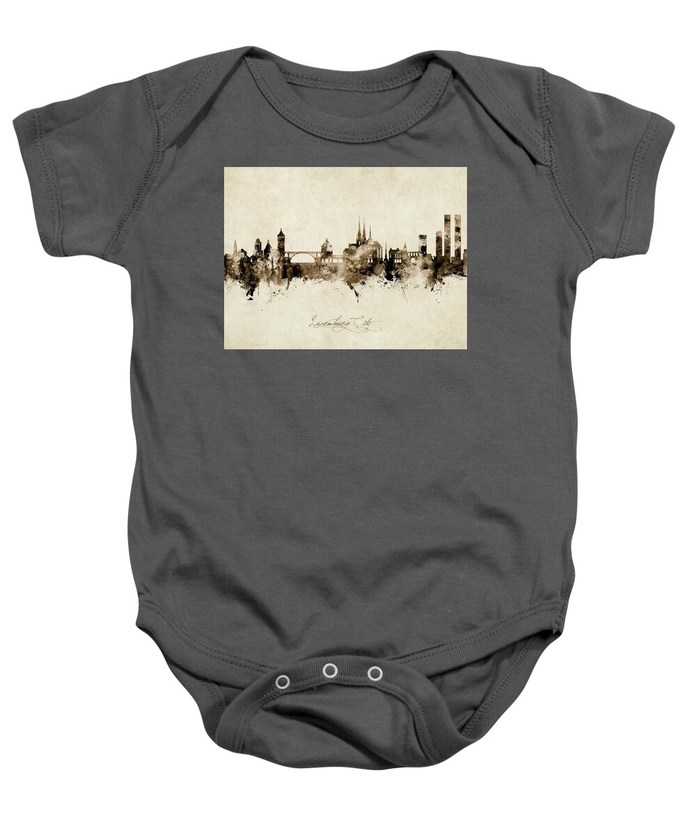 Luxembourg City Baby Onesie featuring the digital art Luxembourg City Skyline #6 by Michael Tompsett