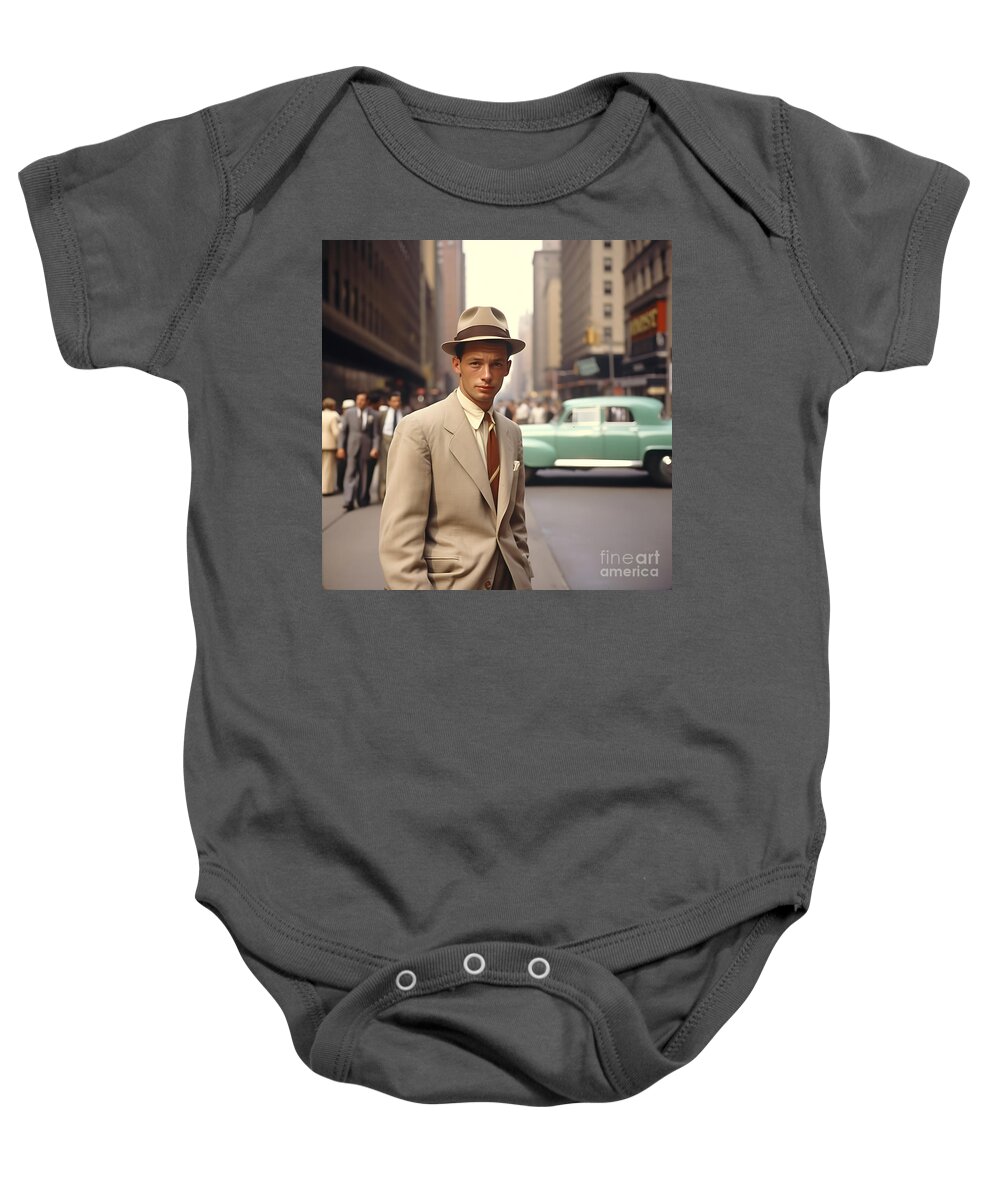 1950s New York. 1950s Movies. Photograph Of Fam Art Baby Onesie featuring the painting 1950s new york. 1950s movies. photograph of fam by Asar Studios #7 by Celestial Images