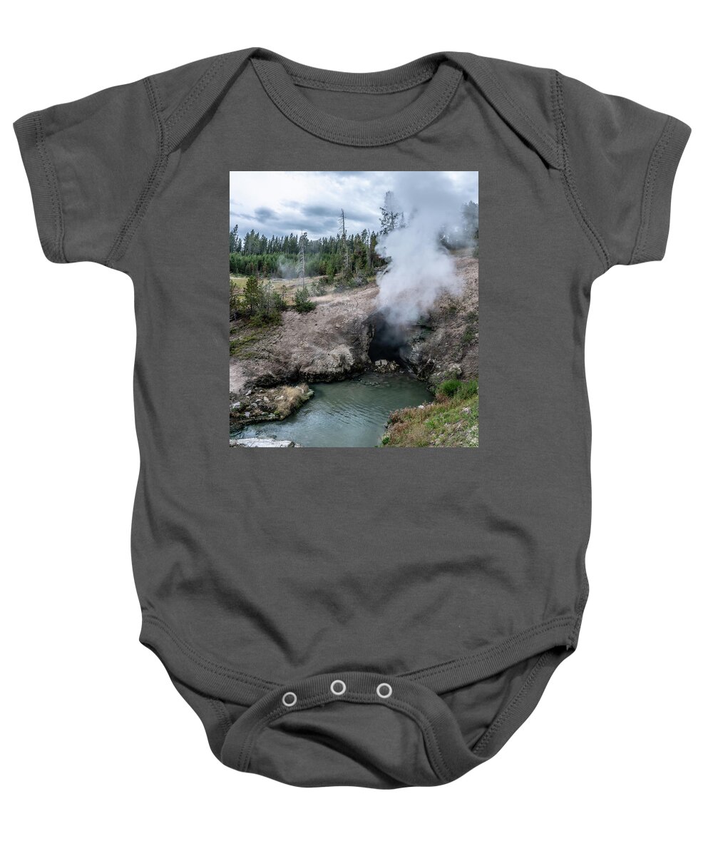 Usa Baby Onesie featuring the photograph Hot Spring And Geiser In Yellowstone National Par #7 by Alex Grichenko