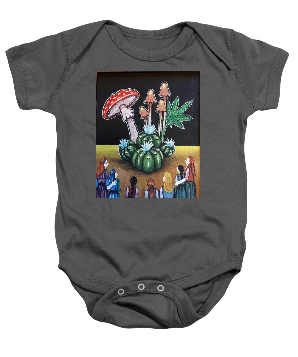  Baby Onesie featuring the painting 7 Sisters Witness by James RODERICK