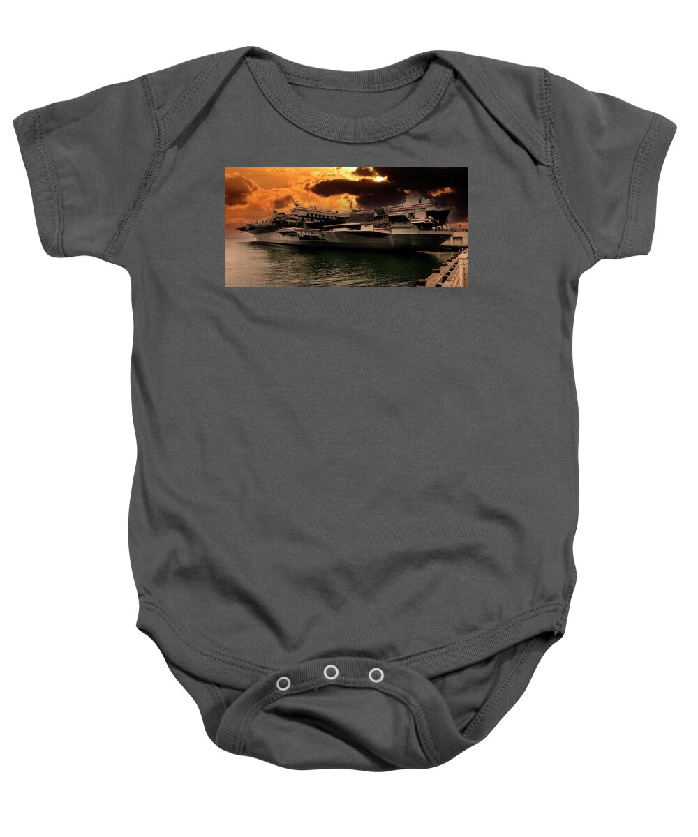 Uss Midway Baby Onesie featuring the photograph USS Midway #9 by Chris Smith