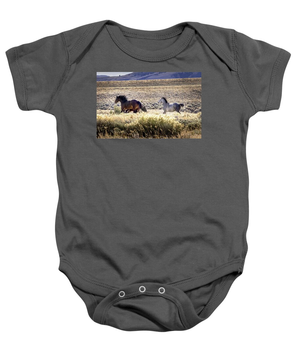 Horse Baby Onesie featuring the photograph Wild Horses #9 by Laura Terriere