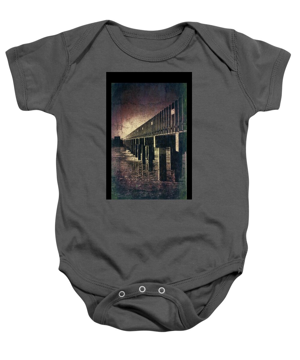 Bridges Baby Onesie featuring the photograph A Bridge To Morning by Rene Crystal