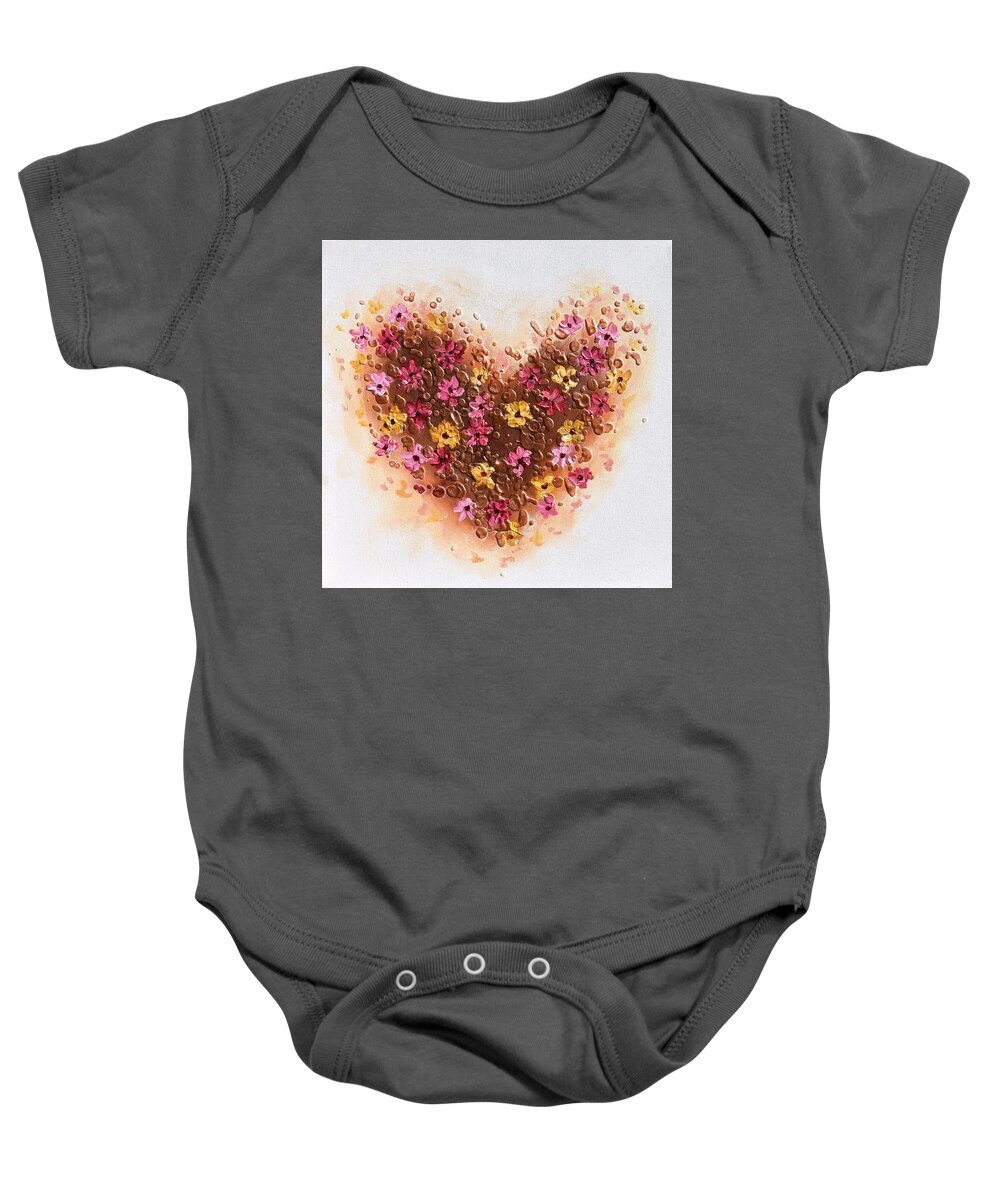 Heart Baby Onesie featuring the painting A Daisy Heart by Amanda Dagg